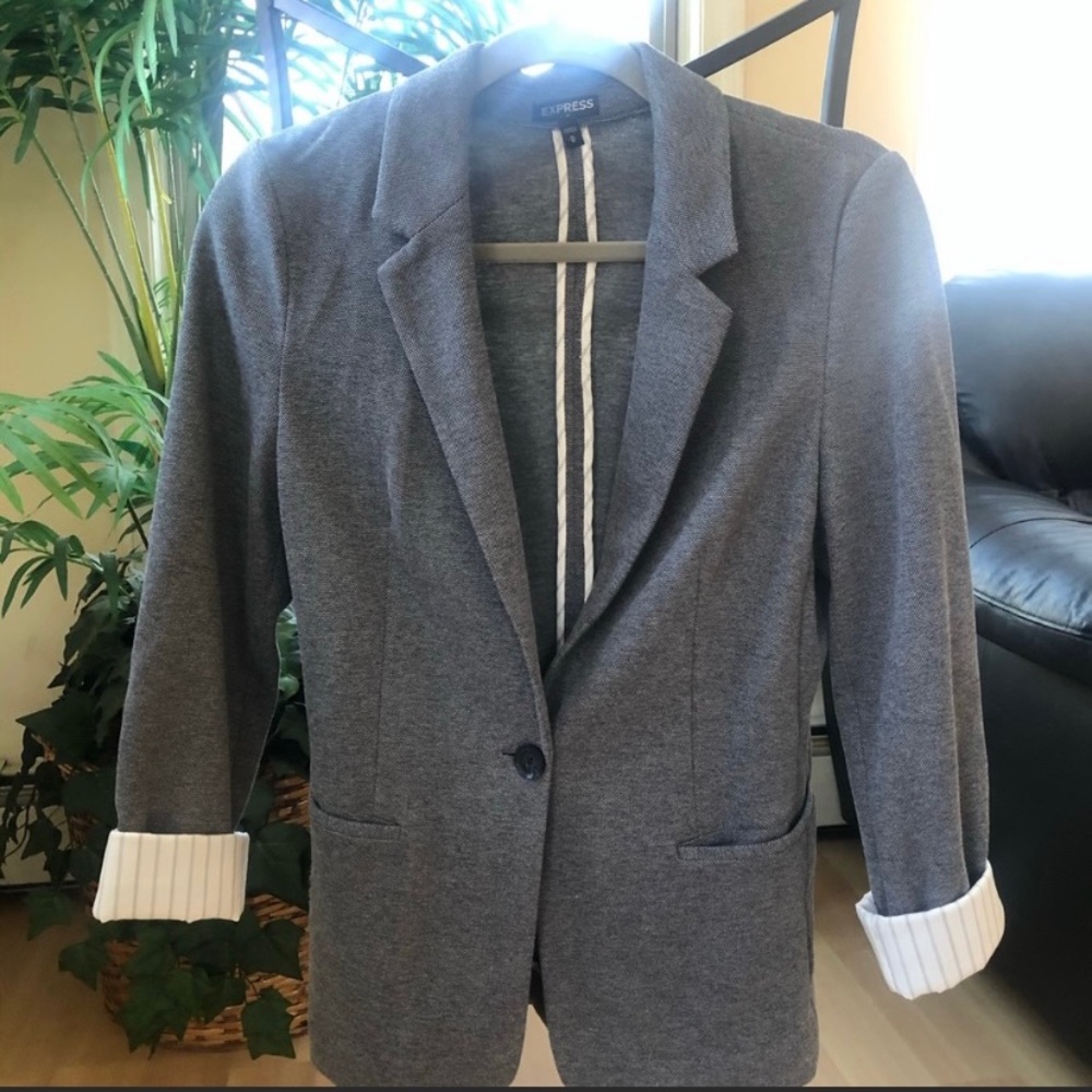 Express Gray Lightweight Blazer - image 2